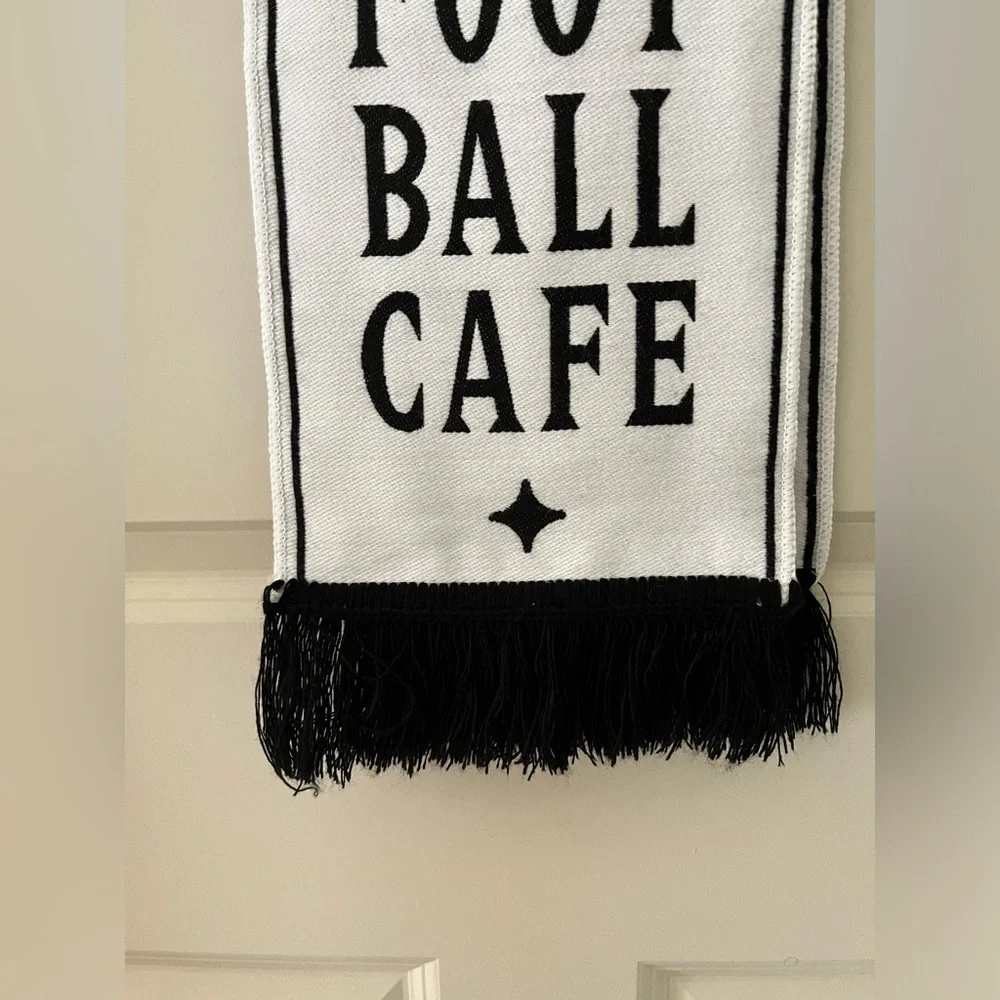 Football Cafe stadium scarf -double side graphic fringe white/gray/black